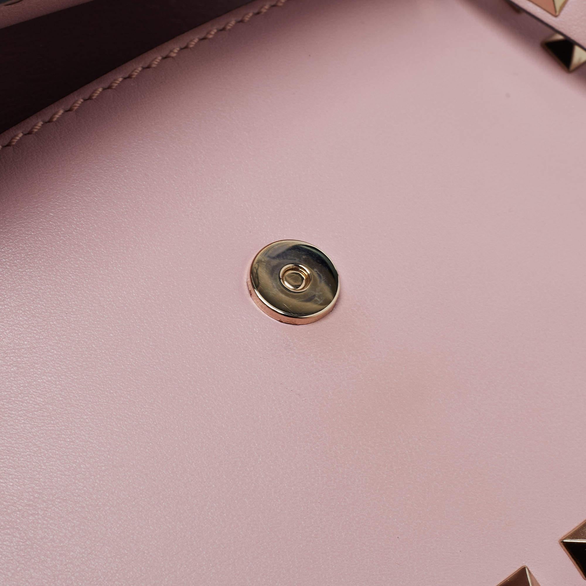 Valentino Pink Leather Small Rockstud Flap Crossbody Bag 11