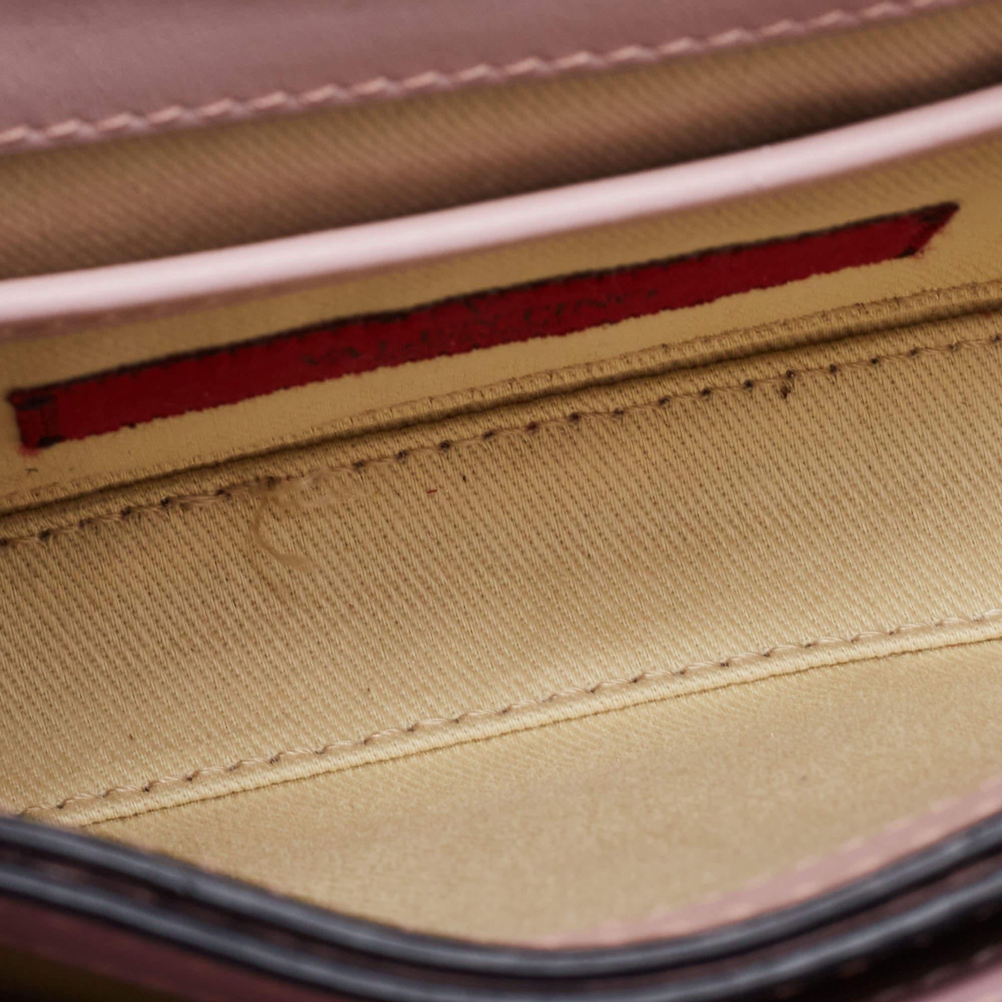 Valentino Pink Leather Small Rockstud Flap Crossbody Bag 12
