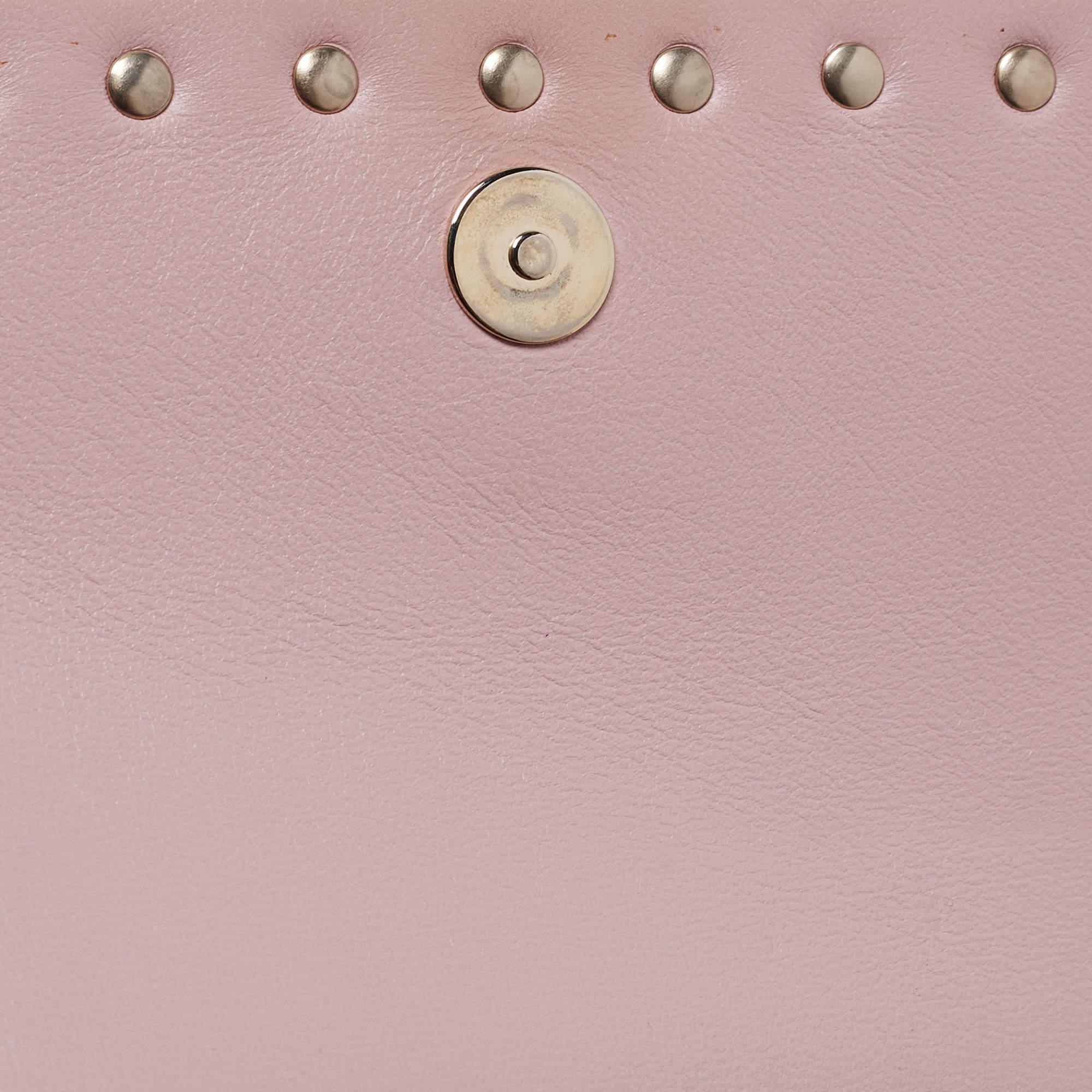 Valentino Pink Leather Small Rockstud Flap Crossbody Bag 13