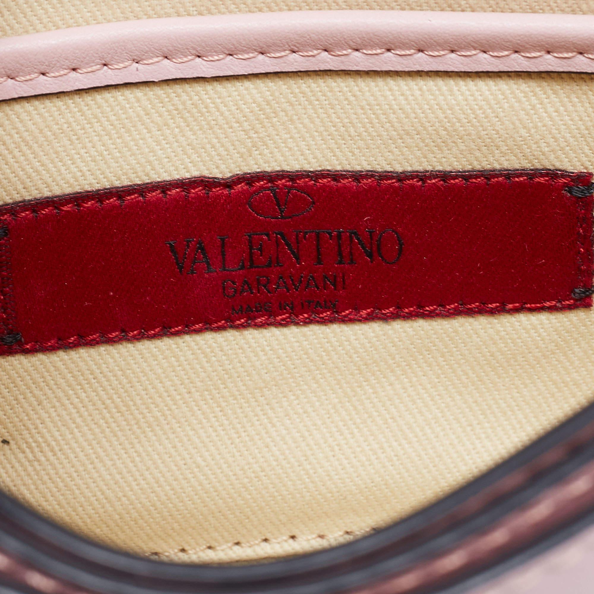 Valentino Pink Leather Small Rockstud Flap Crossbody Bag 14