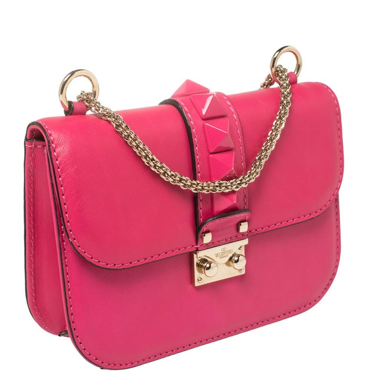 Glam lock leather crossbody bag Valentino Garavani Pink in Leather -  27989612