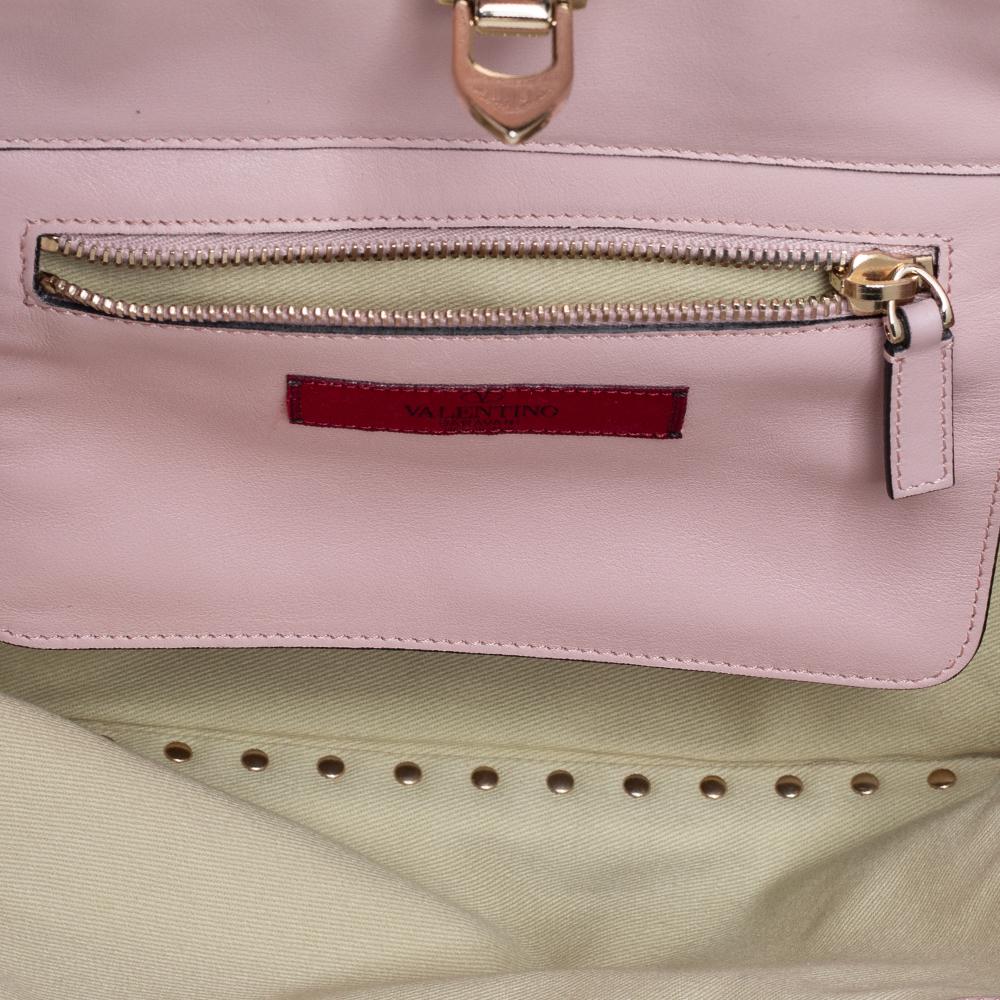 Valentino Pink Leather Small Rockstud Trapeze Tote 3
