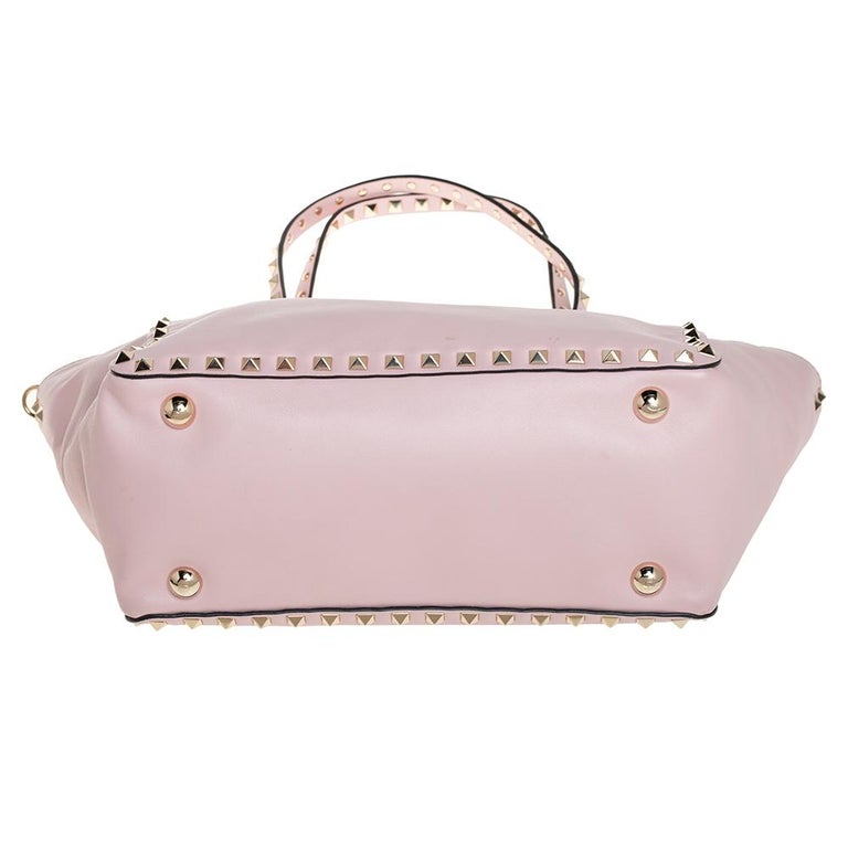 Valentino Pink Leather Small Rockstud Trapeze Tote For Sale at 1stDibs