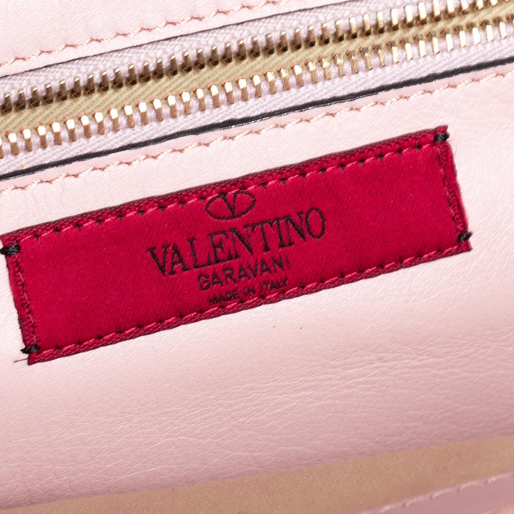 Valentino Pink Leather Small Rockstud Trapeze Tote 1