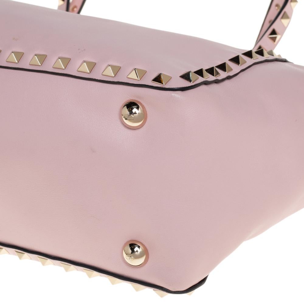 Valentino Pink Leather Small Rockstud Trapeze Tote 2