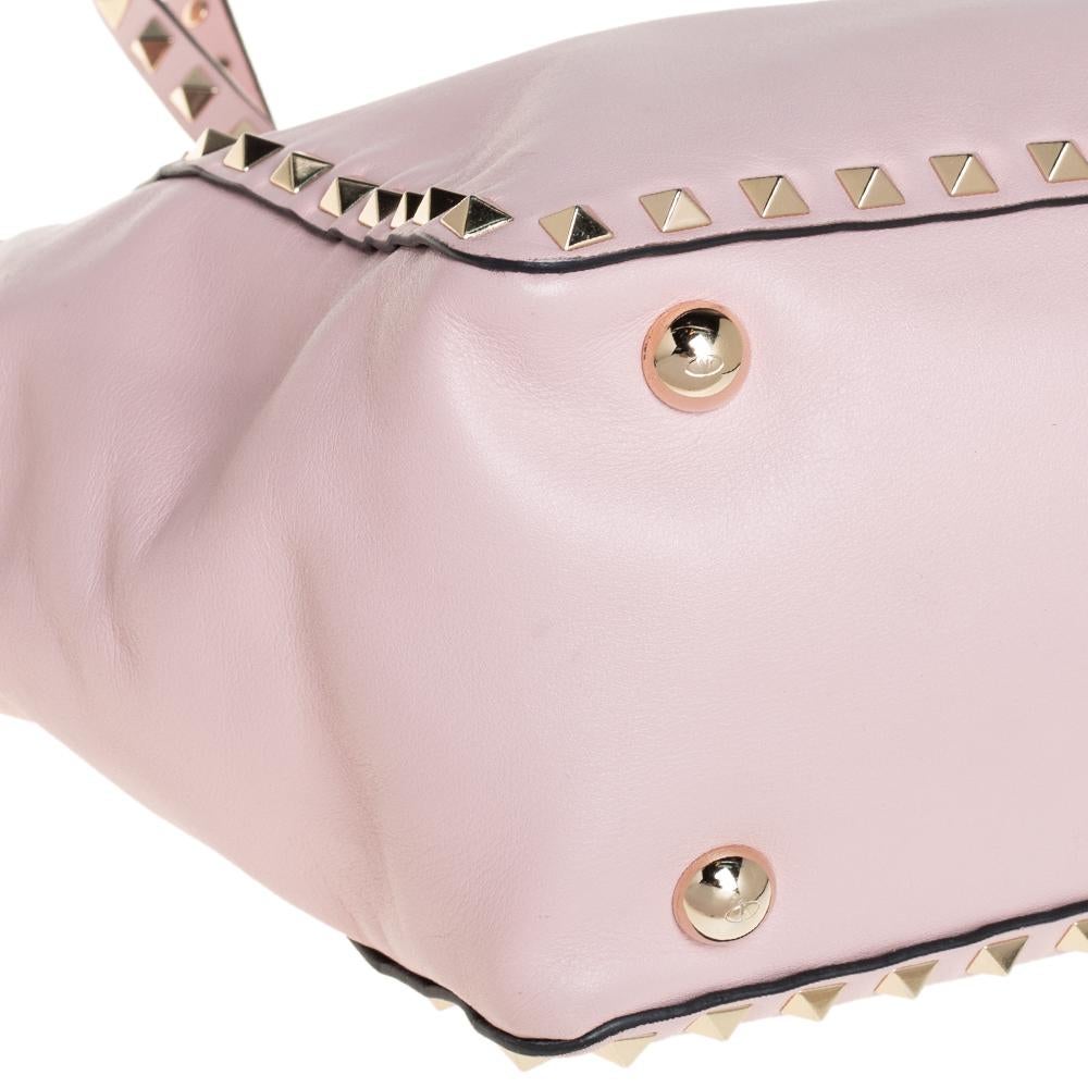 Valentino Pink Leather Small Rockstud Trapeze Tote 1