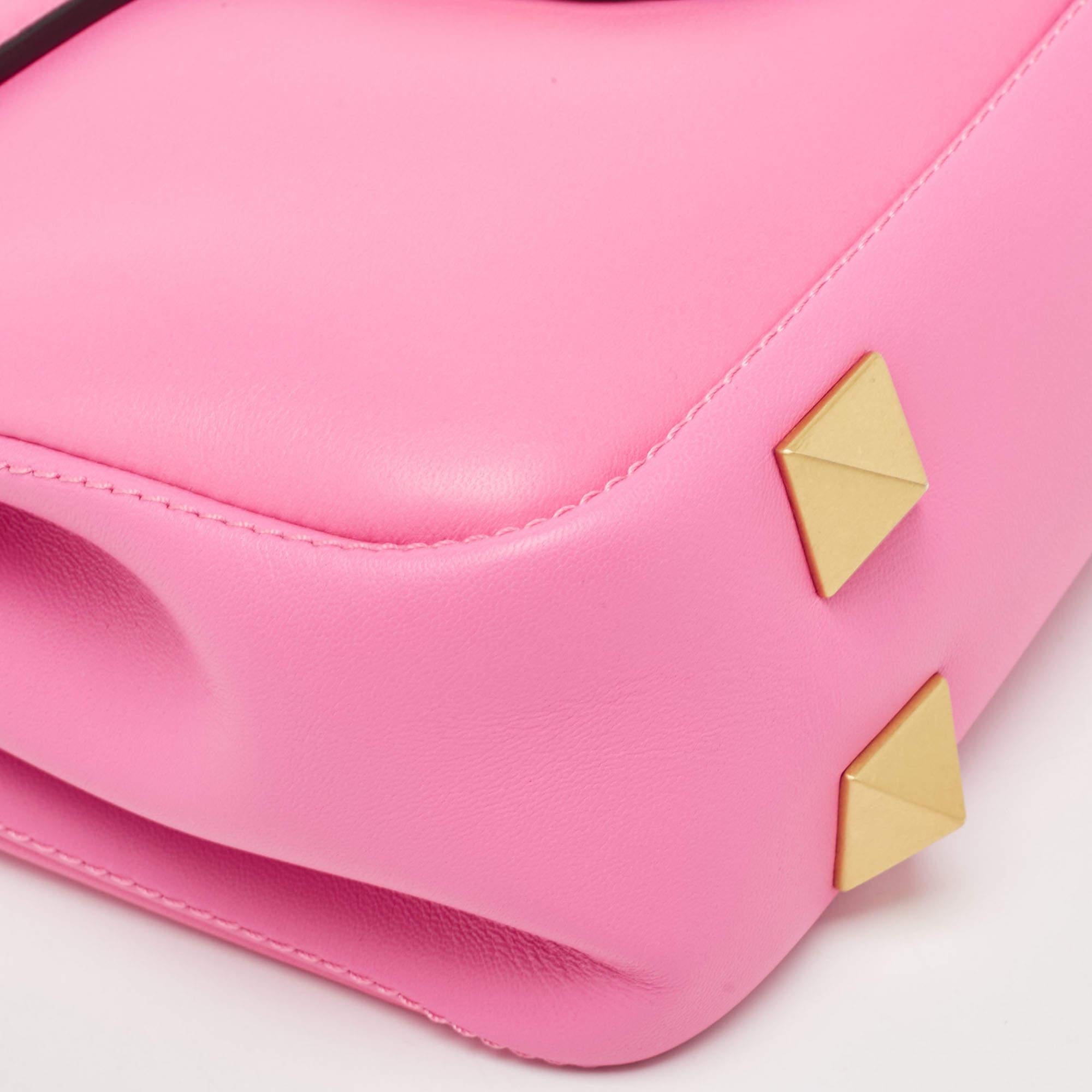 Valentino Pink Leather Stud Sign Shoulder Bag 8