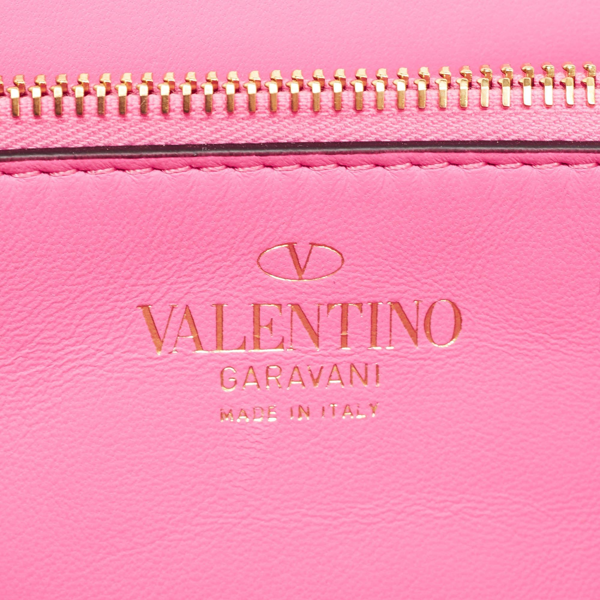 Valentino Pink Leather Stud Sign Shoulder Bag 3
