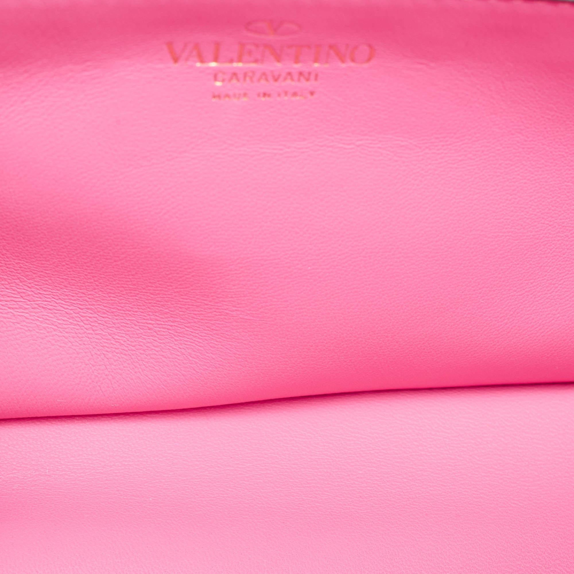 Valentino Pink Leather Stud Sign Shoulder Bag 4
