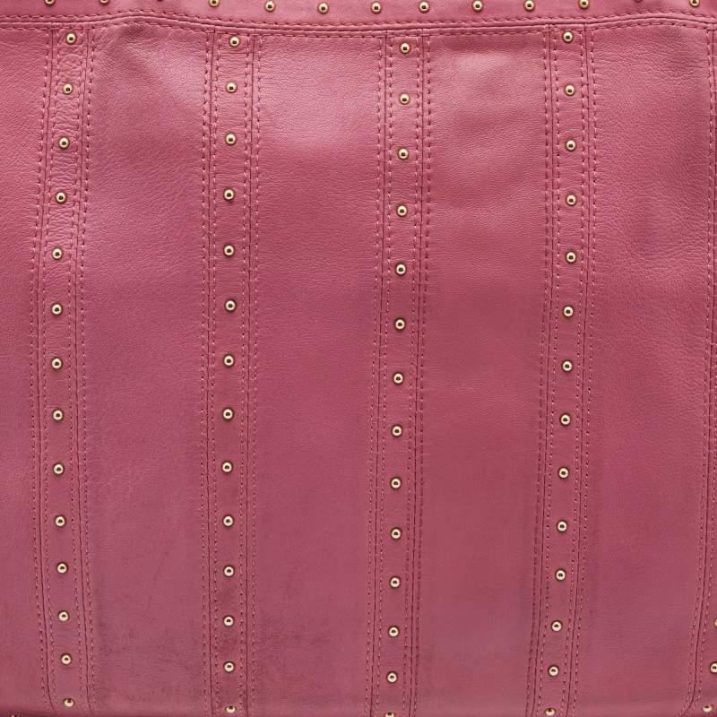 Valentino Pink Leather Studded Zip Tote 8