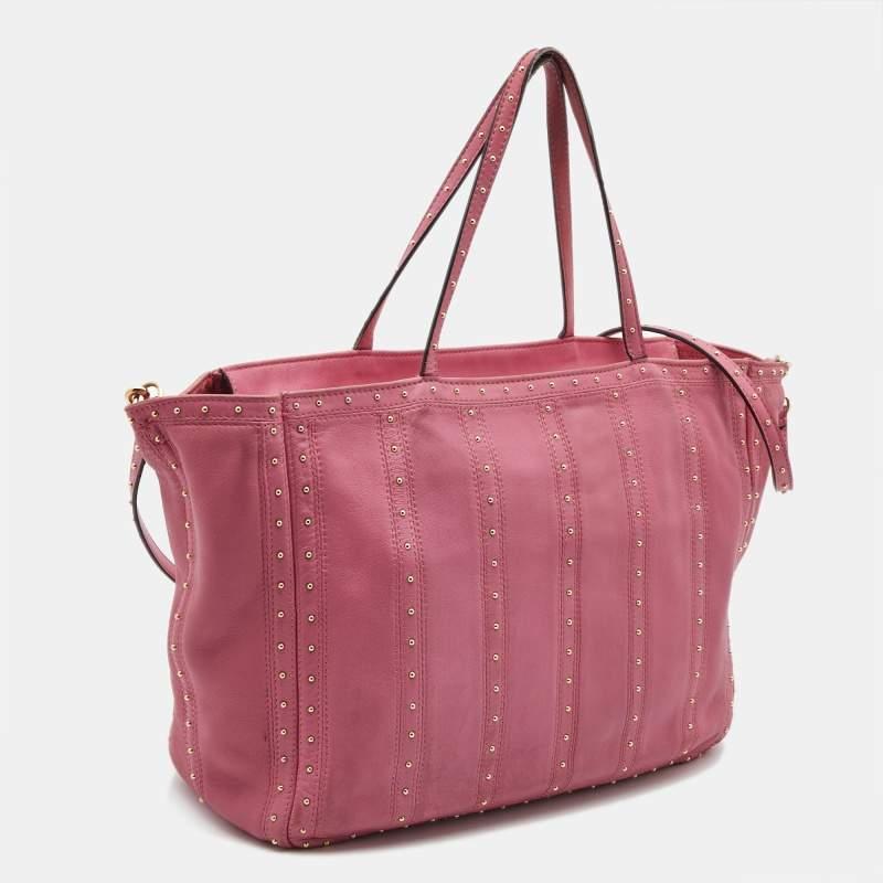 Valentino Pink Leather Studded Zip Tote 9