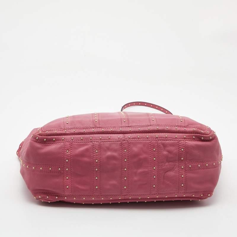 Valentino Pink Leather Studded Zip Tote 10