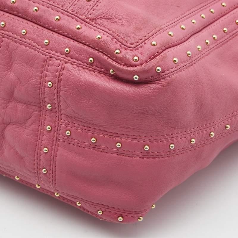 Valentino Pink Leather Studded Zip Tote 1