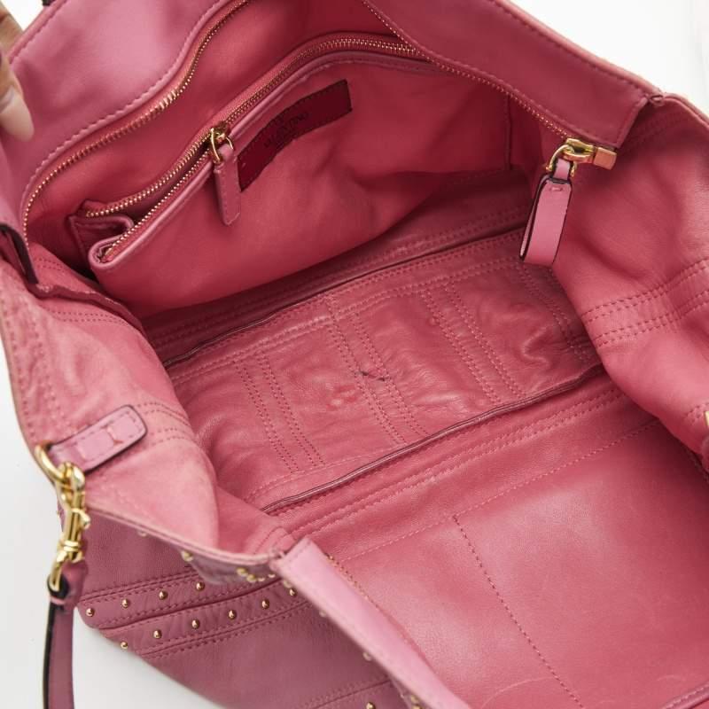 Valentino Pink Leather Studded Zip Tote 2