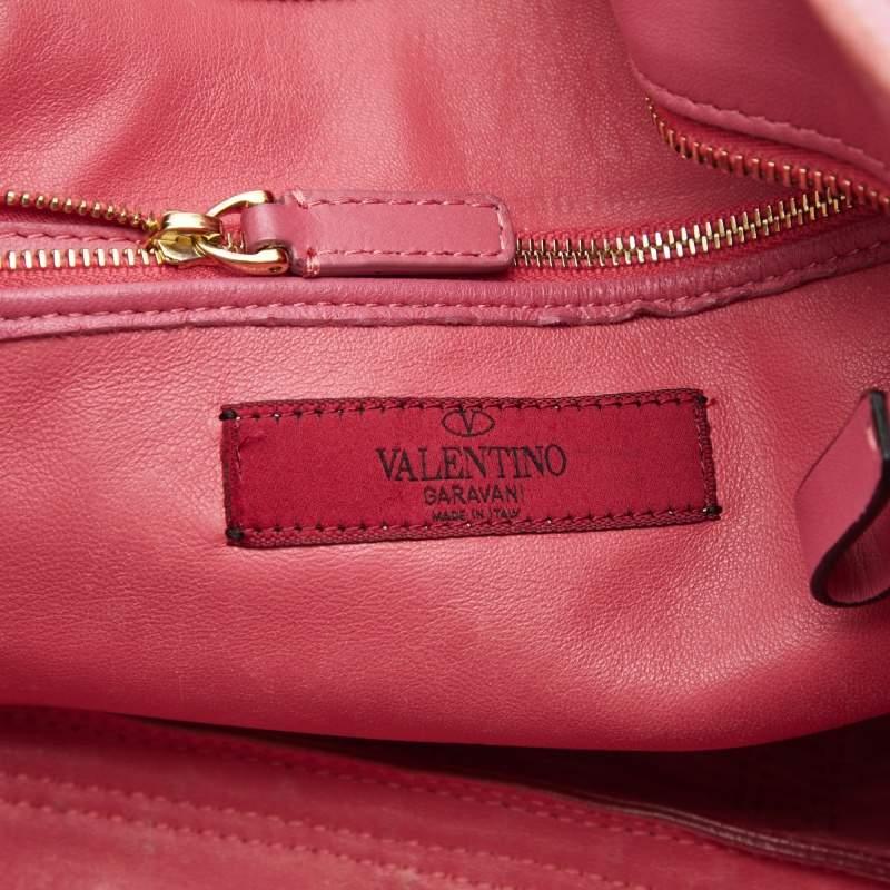Valentino Pink Leather Studded Zip Tote 4