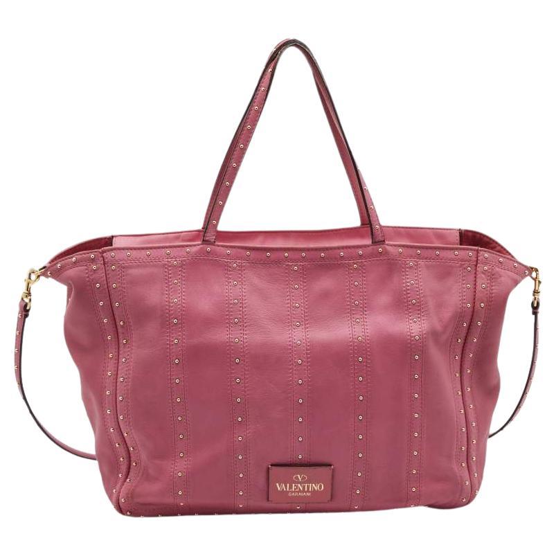 Valentino Pink Leather Studded Zip Tote