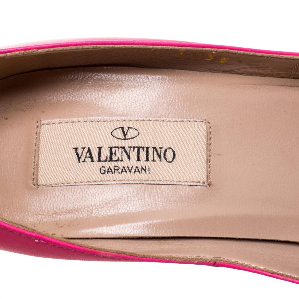 Valentino Pink Leather Tango Ankle Strap Pumps Size 36 In Good Condition In Dubai, Al Qouz 2