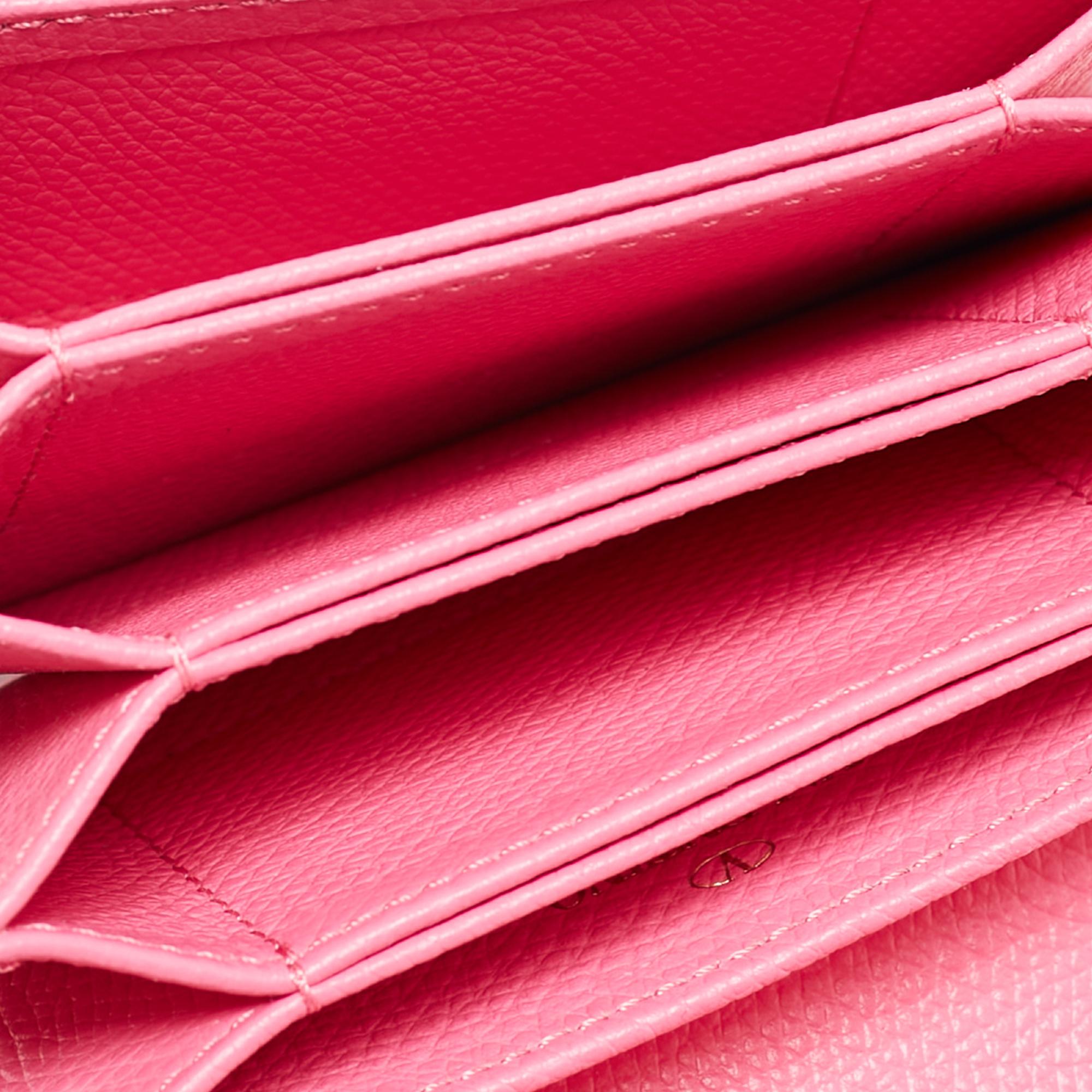 Valentino Pink Leather VLogo Accordion Card Holder 2