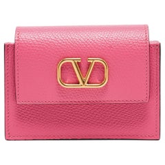 Valentino Pink Leather VLogo Accordion Card Holder