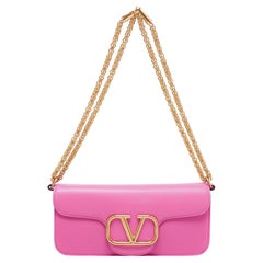 Valentino Pink Leather VLogo Clutch Bag