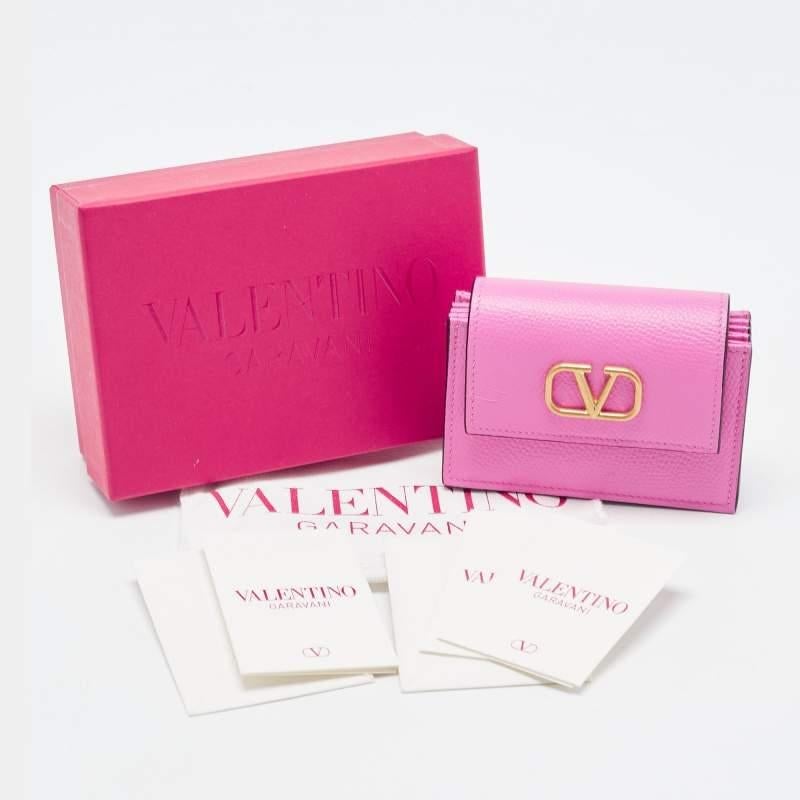 Valentino Pink Leather VLogo Flap Card Case 6