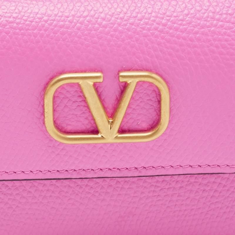 Valentino Pink Leather VLogo Flap Card Case 3