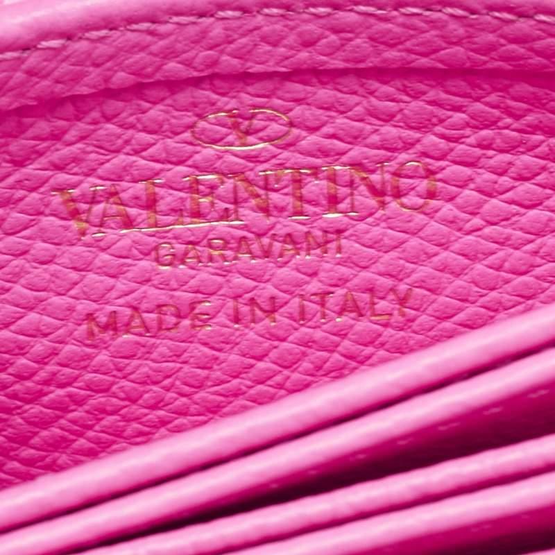 Valentino Pink Leather VLogo Flap Card Case 4