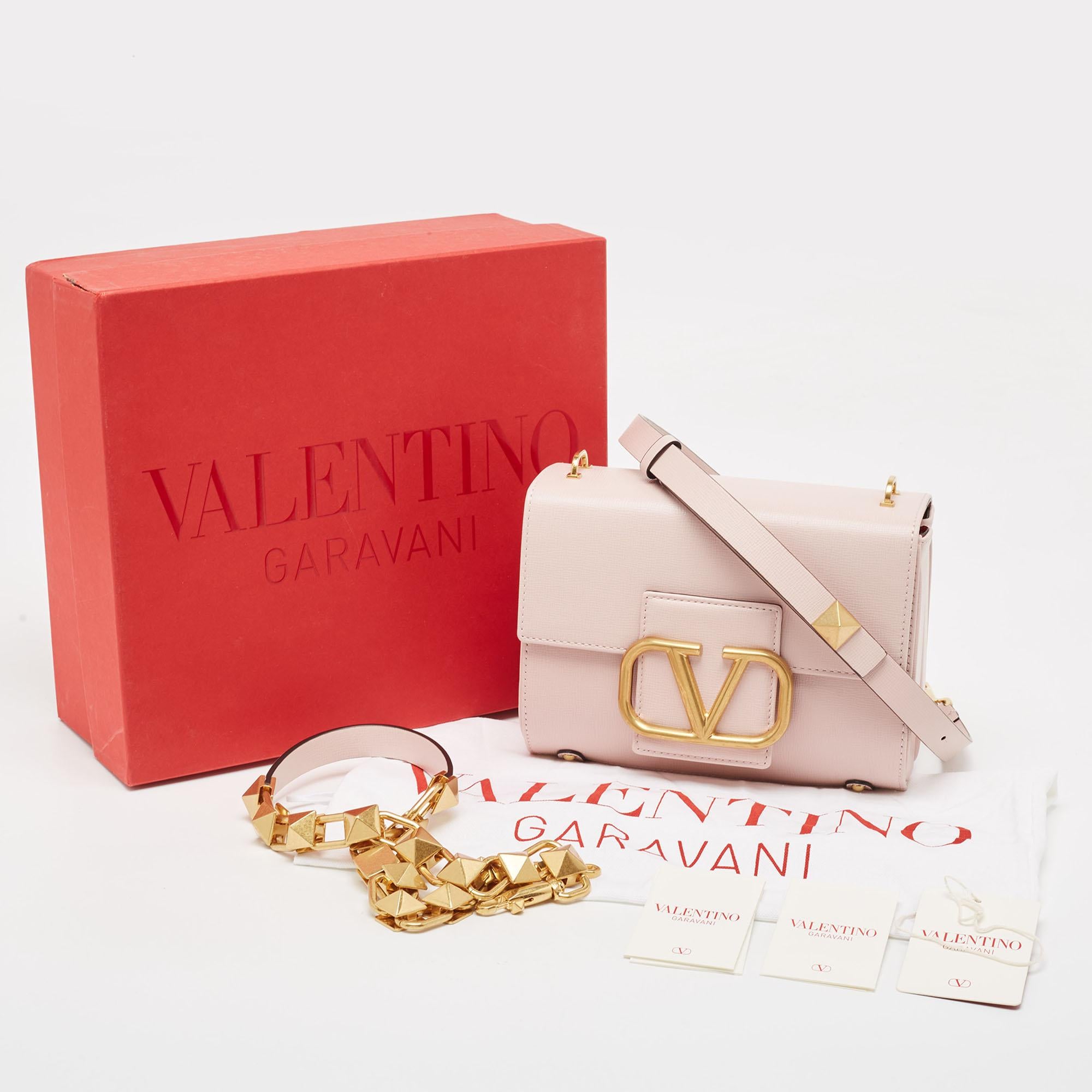 Valentino Pink Leather VLogo Flap Shoulder Bag 8