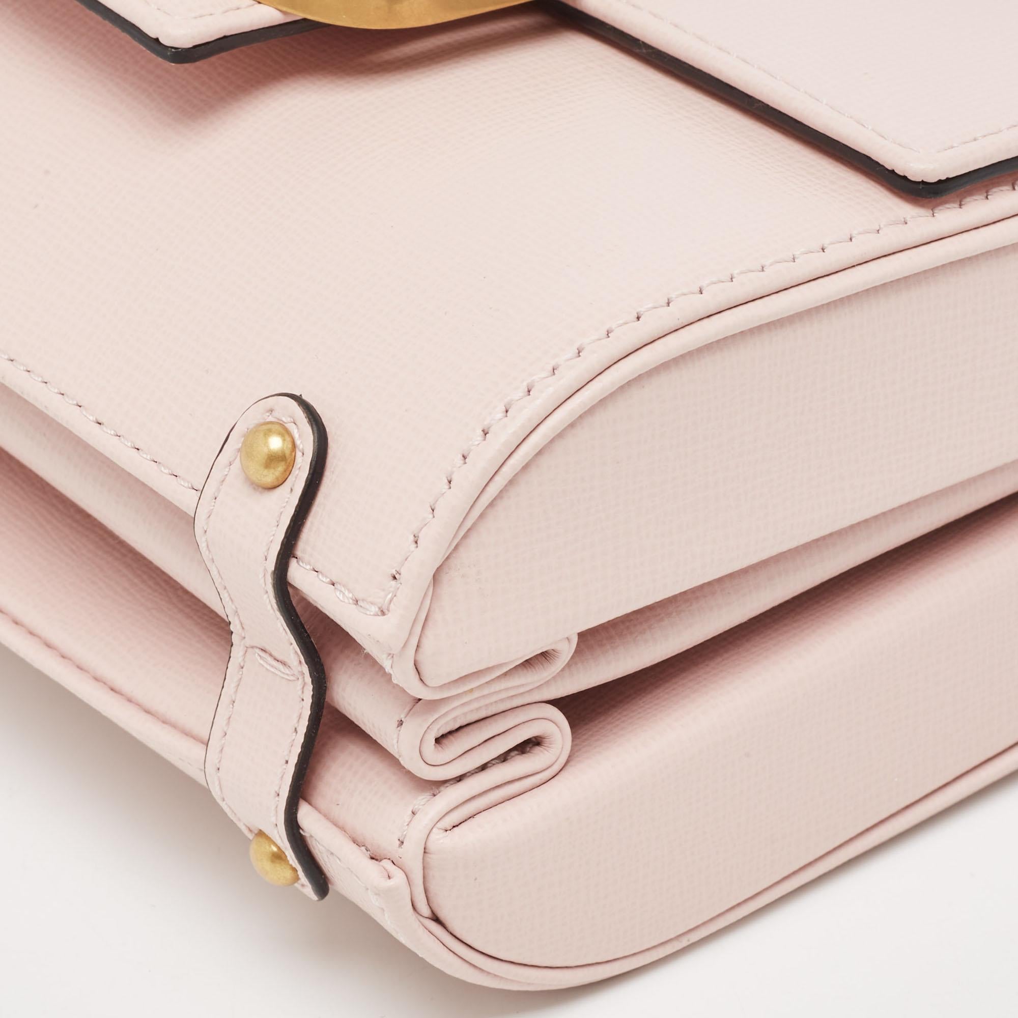 Valentino Pink Leather VLogo Flap Shoulder Bag 2