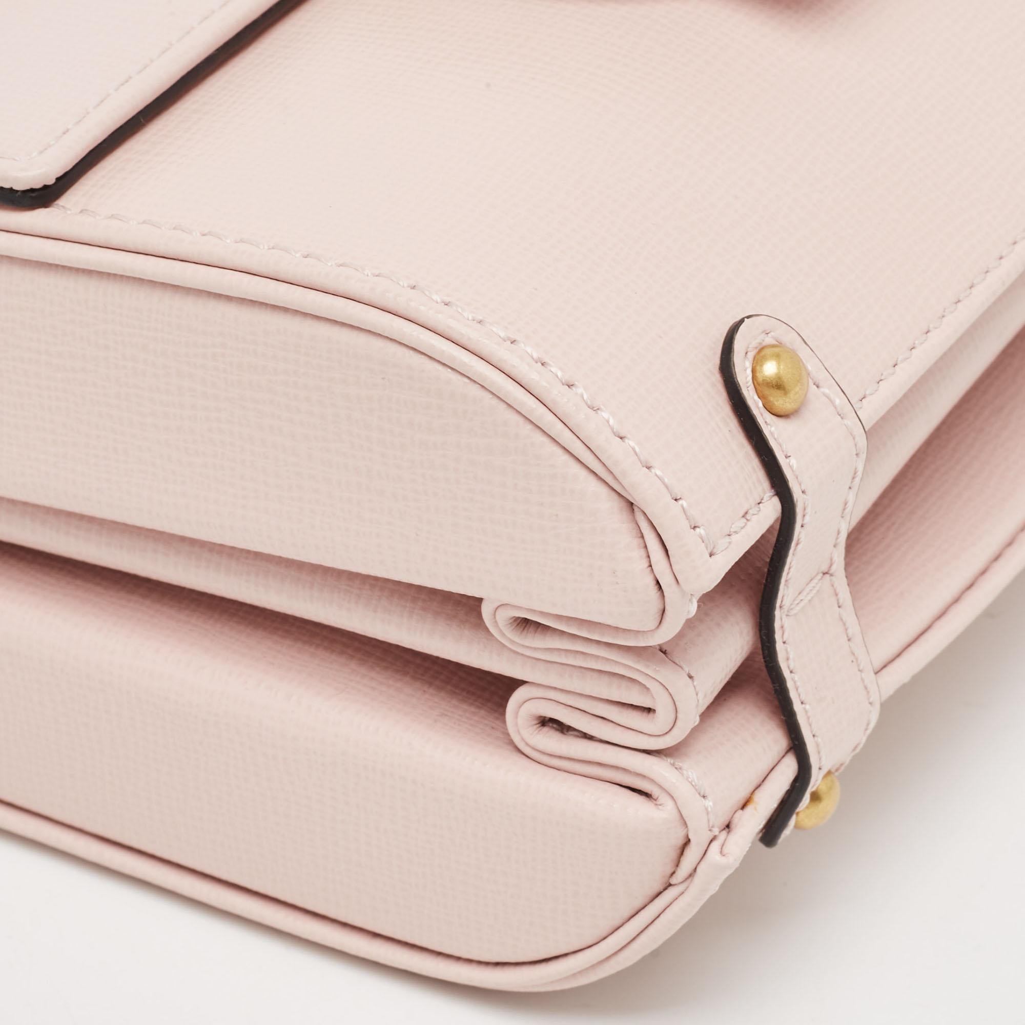 Valentino Pink Leather VLogo Flap Shoulder Bag 3