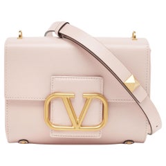 Valentino Pink Leather VLogo Flap Shoulder Bag