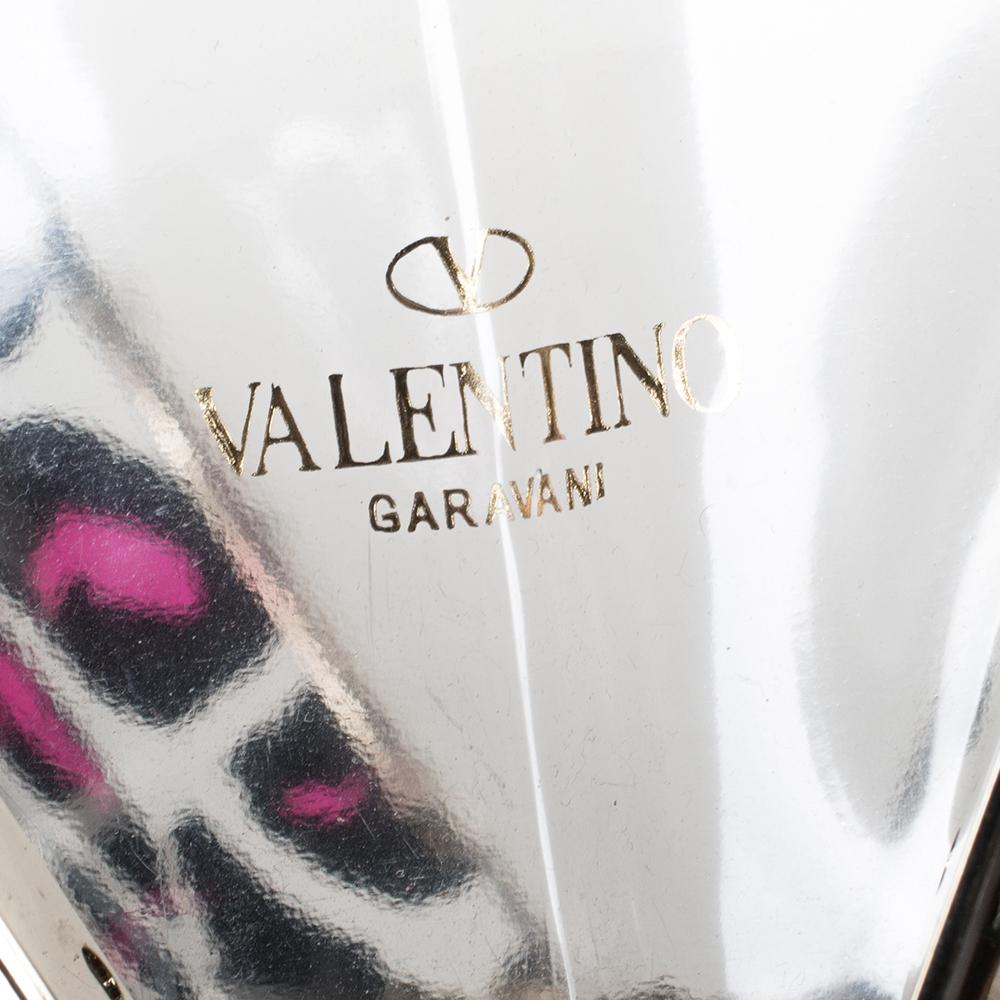 Valentino Pink Leopard Print Plexiglass Chain Clutch 2