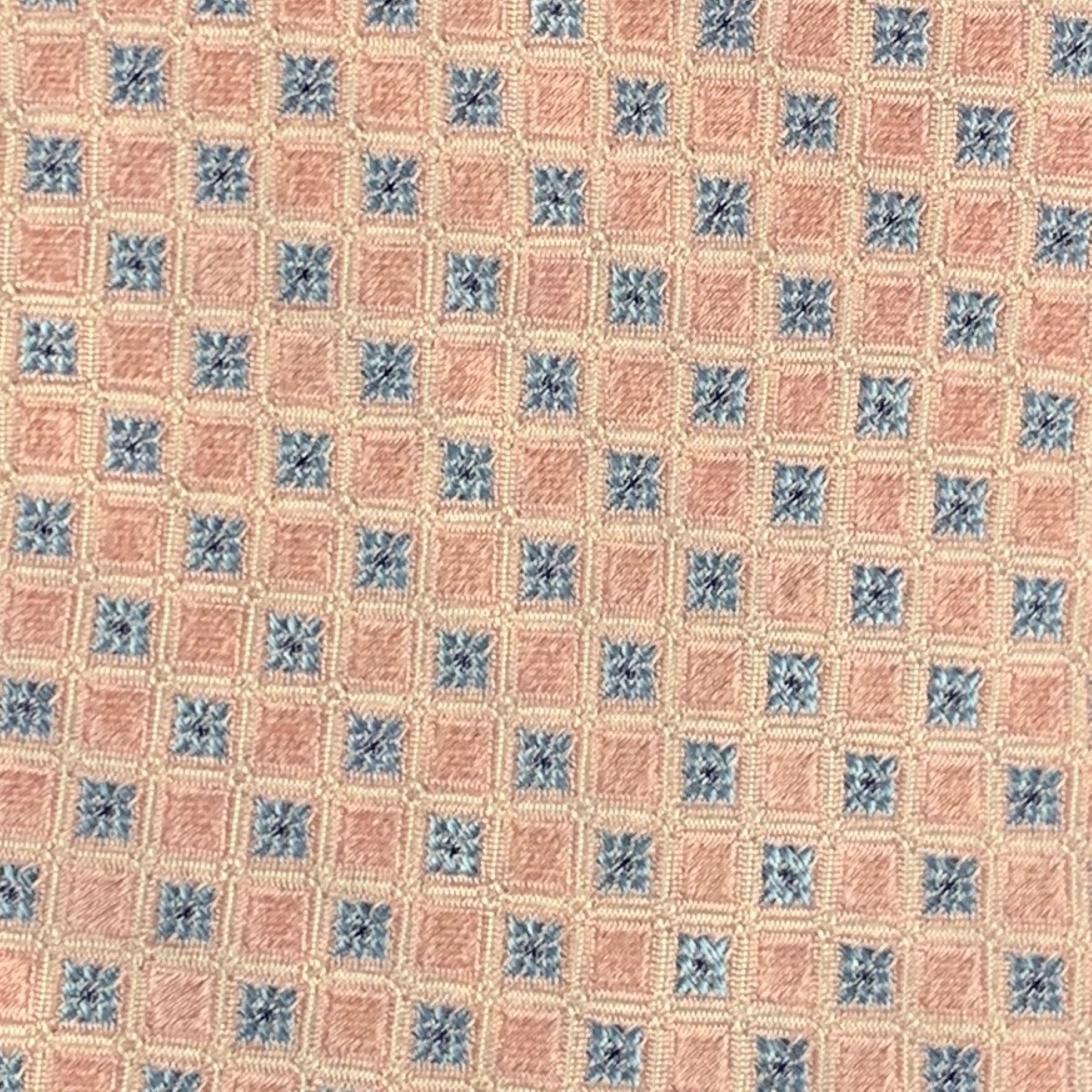 VALENTINO Pink Light Blue Squares Silk Tie In Good Condition For Sale In San Francisco, CA