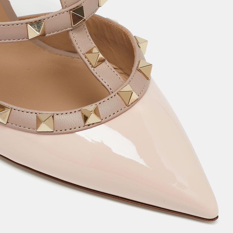 VT 25 Rockstud Bow Mule Pink Nude Patent Leather