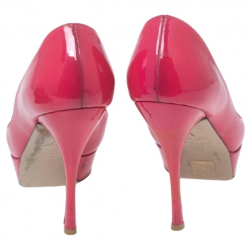 Valentino Pink Patent Leather Platform Pumps Size 37.5 For Sale 2