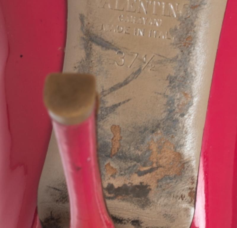 Valentino Pink Patent Leather Platform Pumps Size 37.5 For Sale 4
