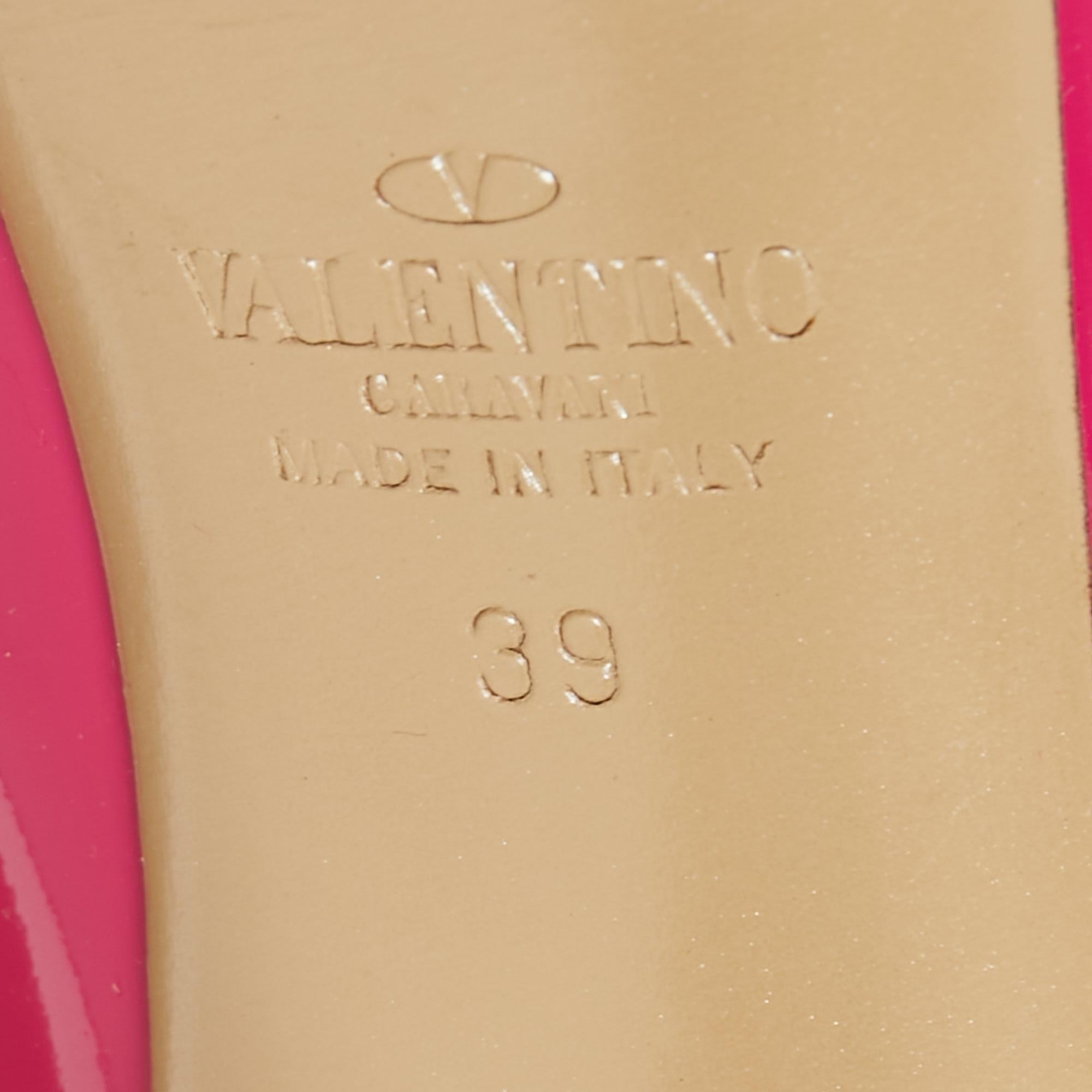 Valentino Pink Patent Leather Platform Pumps Size 39 In Good Condition In Dubai, Al Qouz 2
