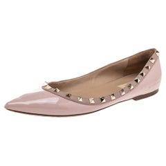 Valentino Pink Patent Leather Rockstud Ballet Flats Size 40