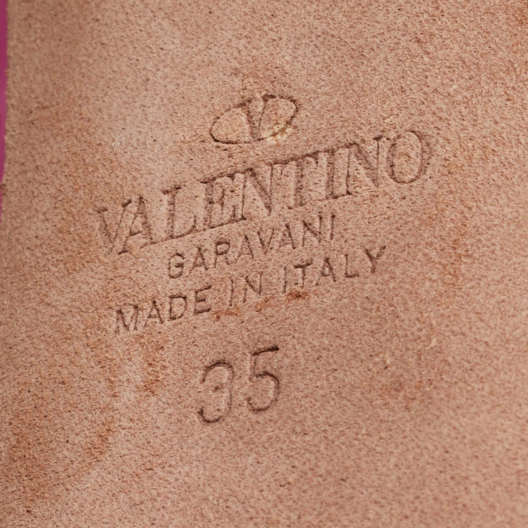 Valentino Pink Patent Leather Tan-Go Platform Pumps Size 35 For Sale 1