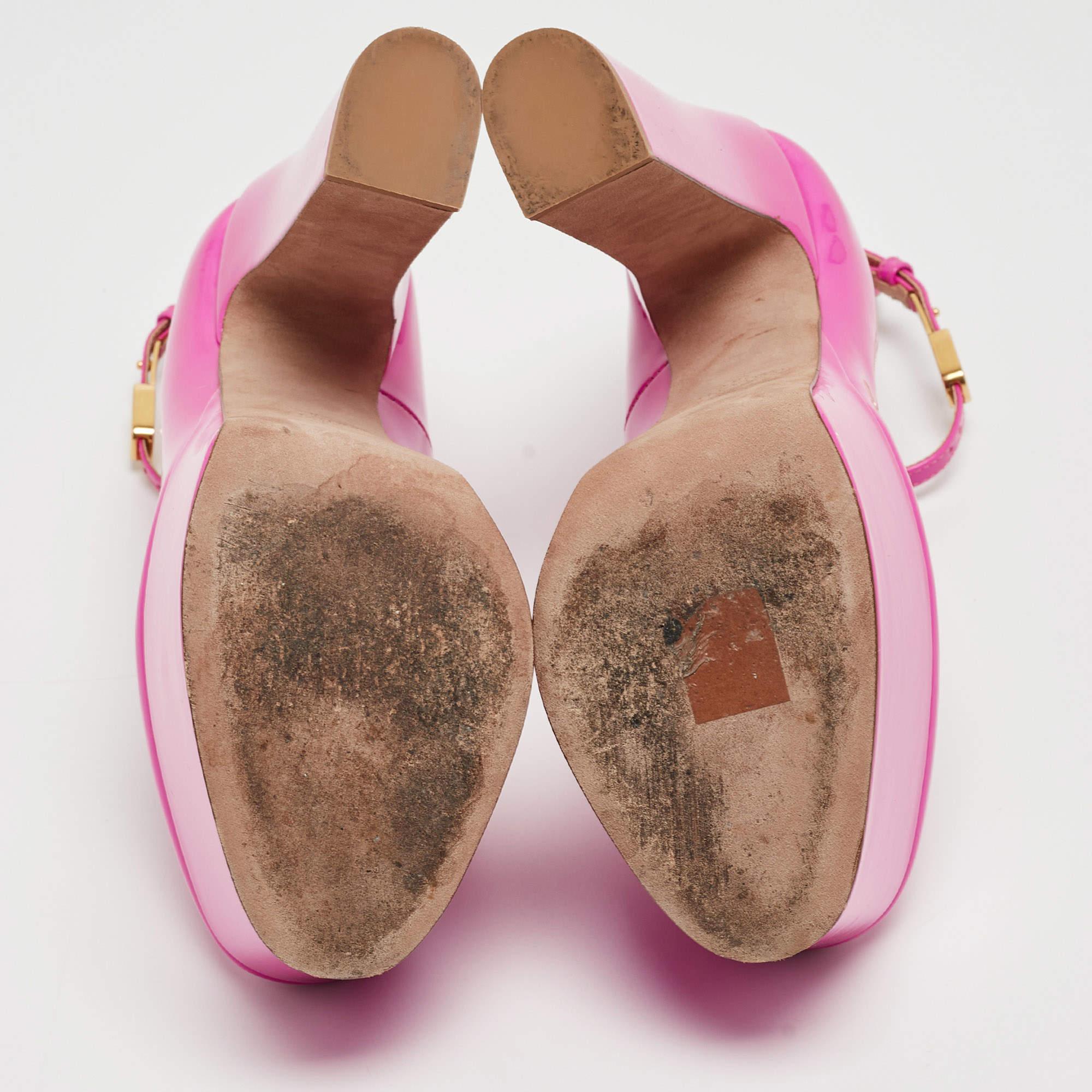 Valentino Pink Patent Leather Tan-Go Platform Pumps Size 35 For Sale 5