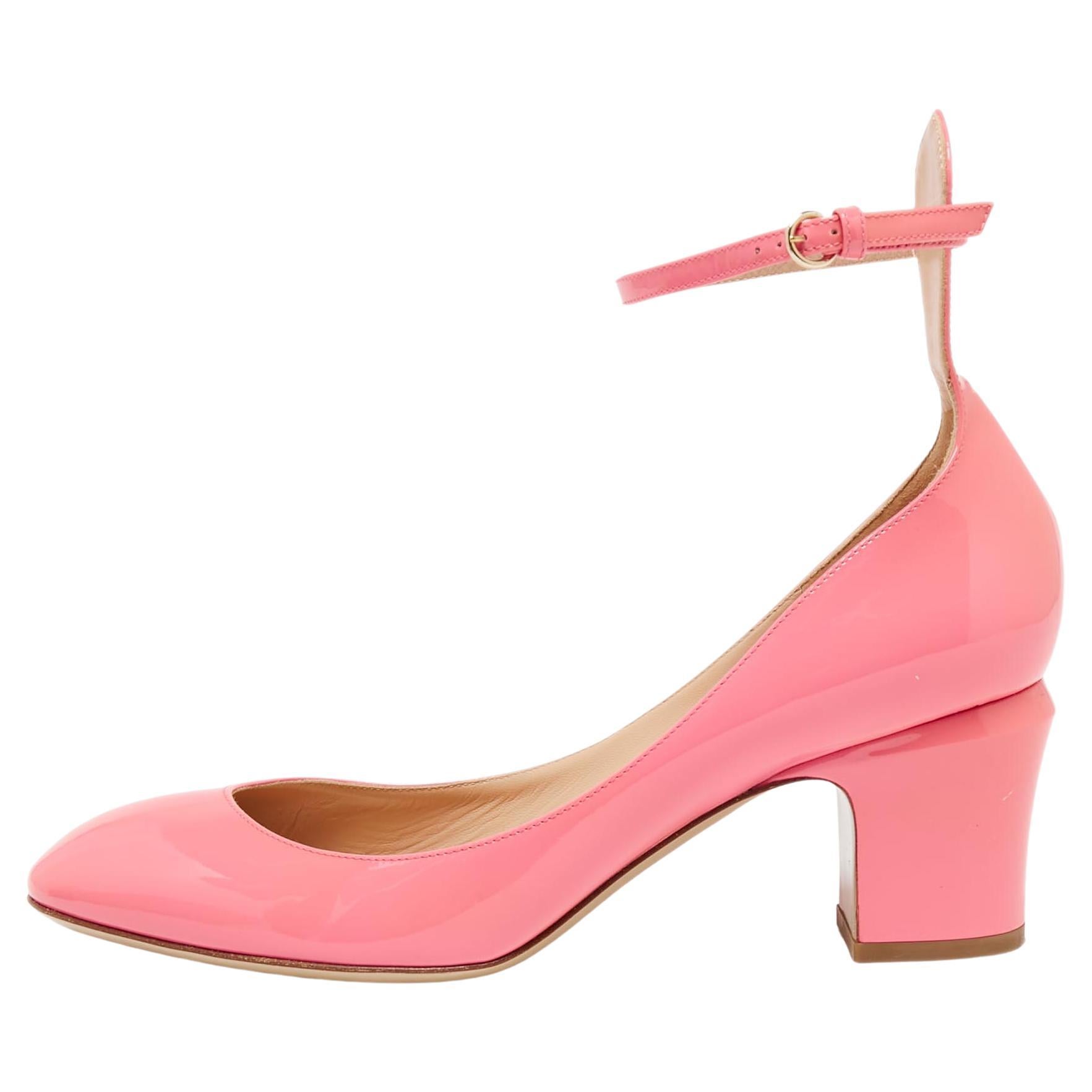 Valentino Pink Patent Leather Tango Ankle Strap Pumps Size 39