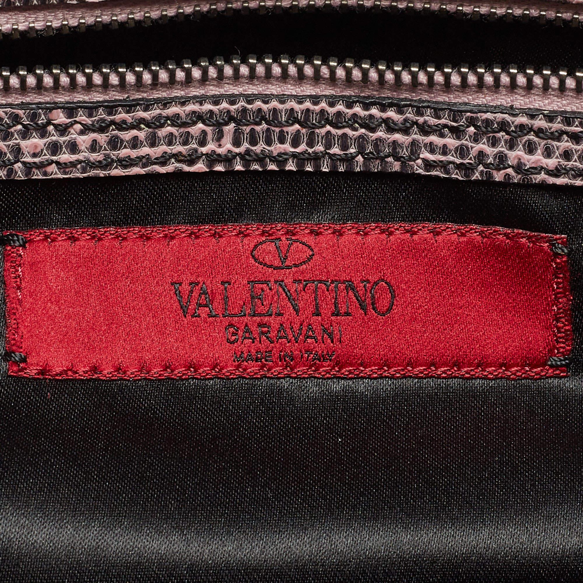 Valentino Pink/Peach Lizard Oversized Bow Clutch Bag 2