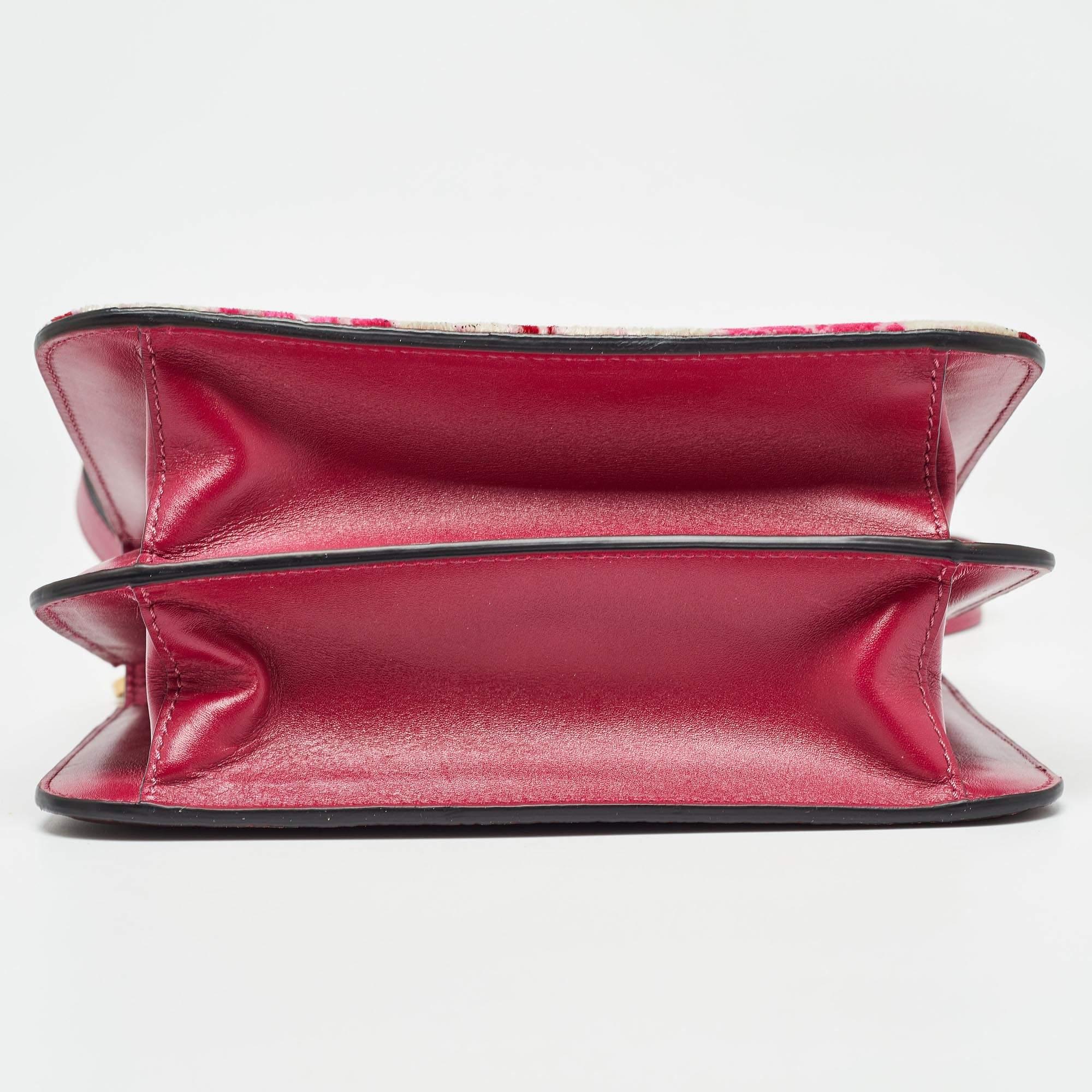 Valentino Pink/Plum Leather and velvet Embroidered VSling Shoulder Bag 2