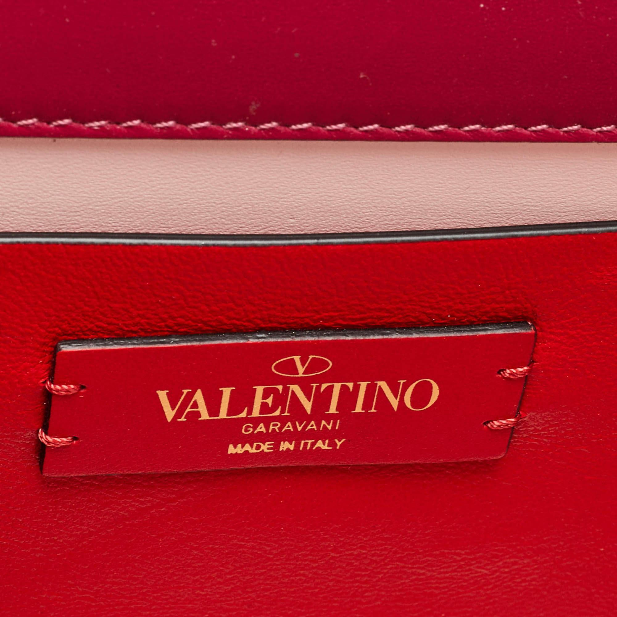 Valentino Pink/Plum Leather and velvet Embroidered VSling Shoulder Bag 4