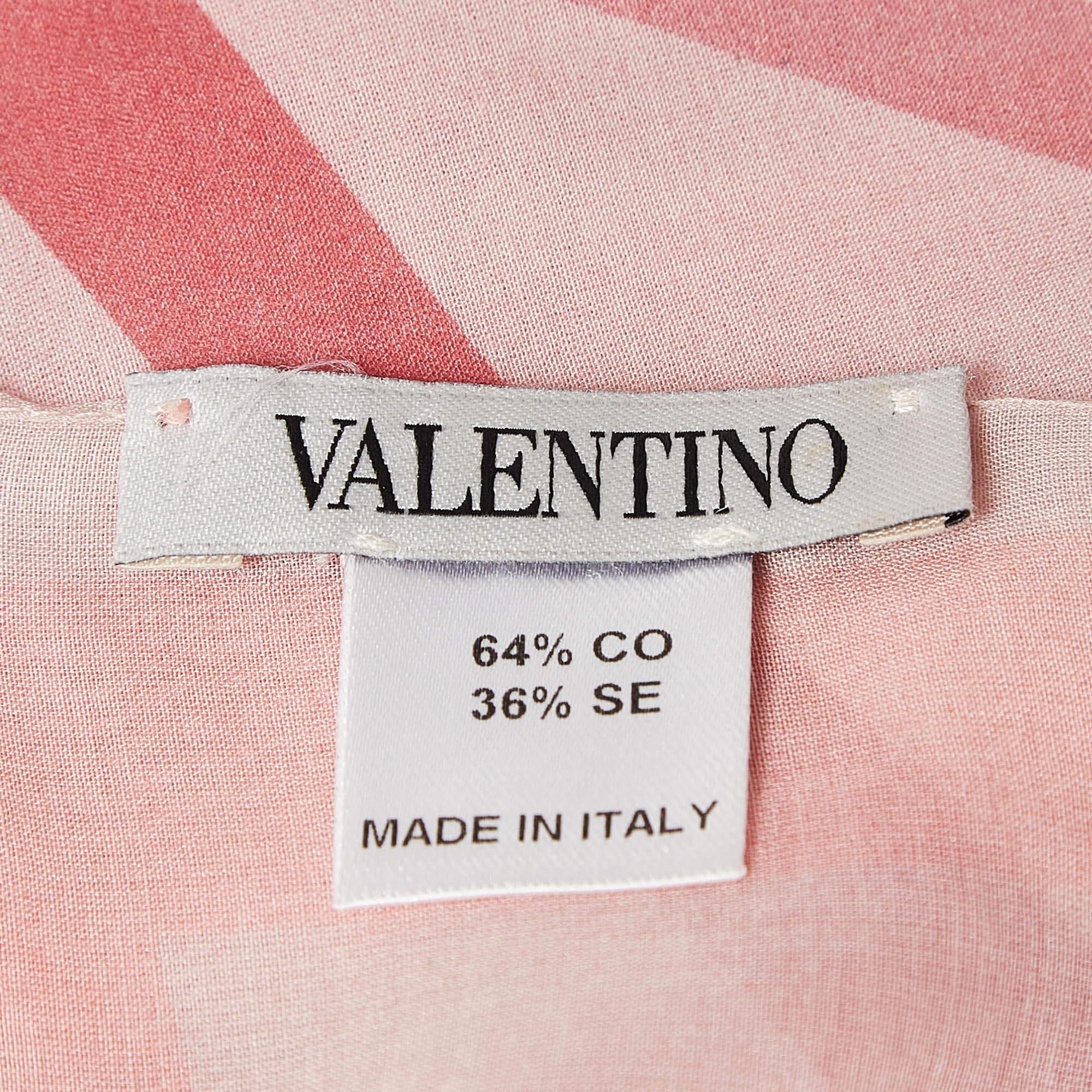 White Valentino Pink Printed Cotton Blend Scarf For Sale