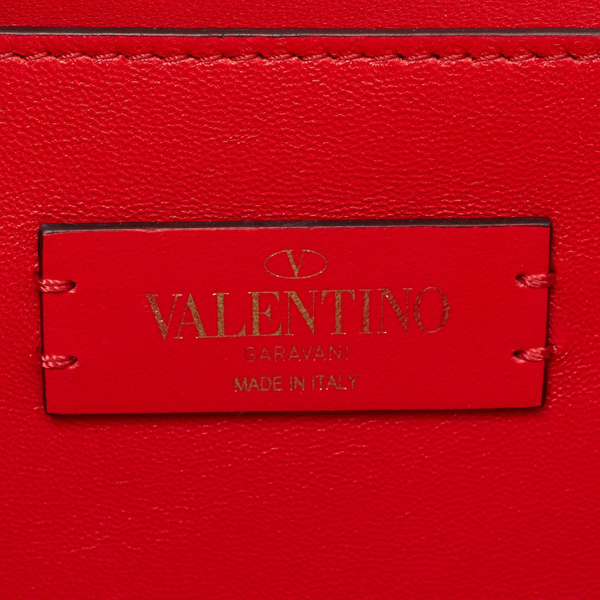 Valentino Pink Printed Leather VLogo Shoulder Bag For Sale 8