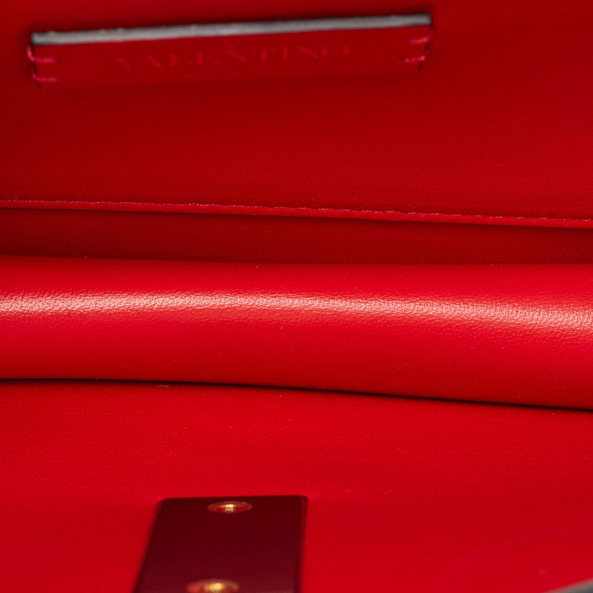 Valentino Pink Printed Leather VLogo Shoulder Bag For Sale 9