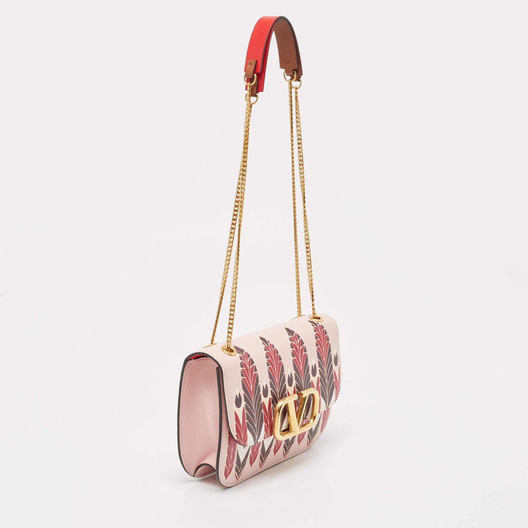 Valentino sac à bandoulière VLogo en cuir imprimé rose Pour femmes en vente
