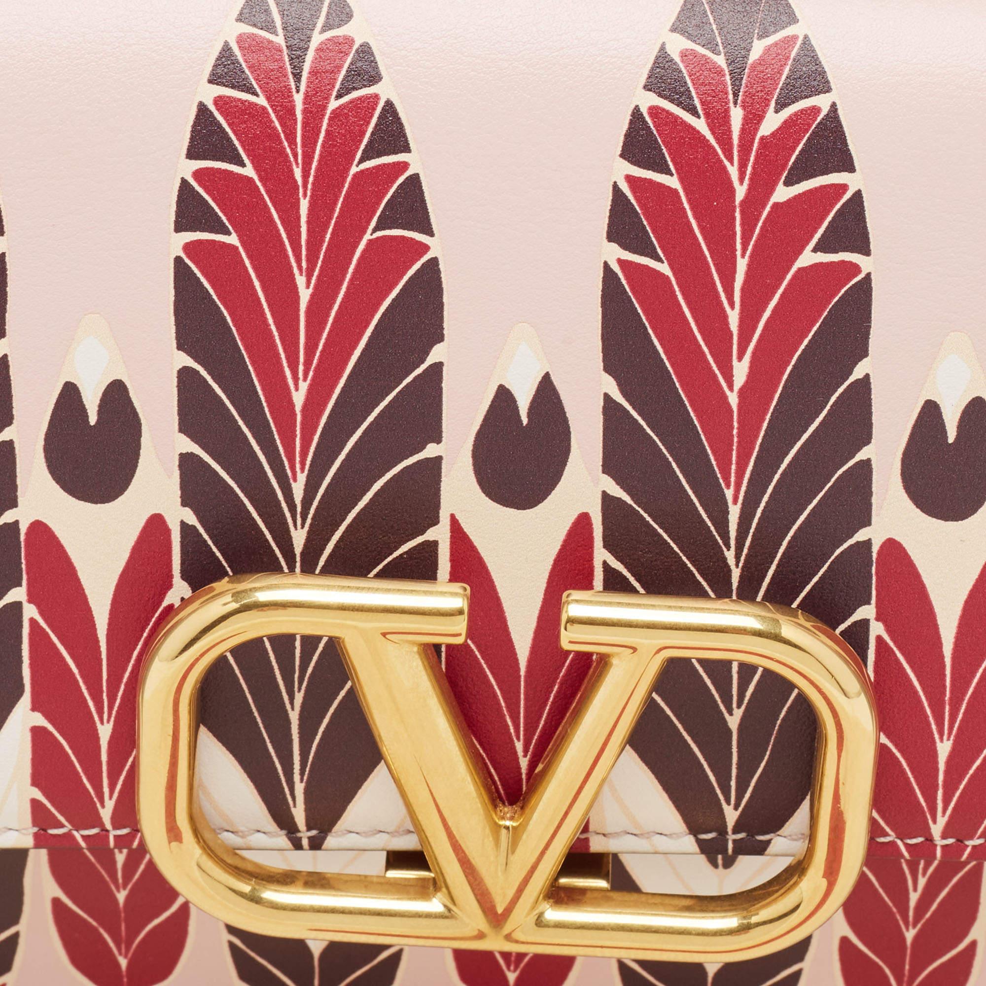 Valentino sac à bandoulière VLogo en cuir imprimé rose en vente 4