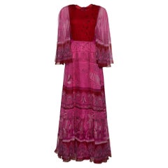 Valentino Rosa bedrucktes Maxikleid aus Seidenchiffon, M